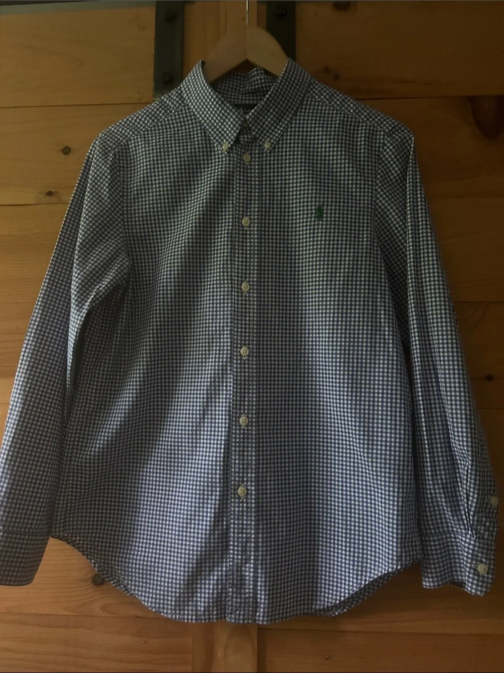 Ralph Lauren Boys 100% Cotton Blue Gingham Button-Down Shirt